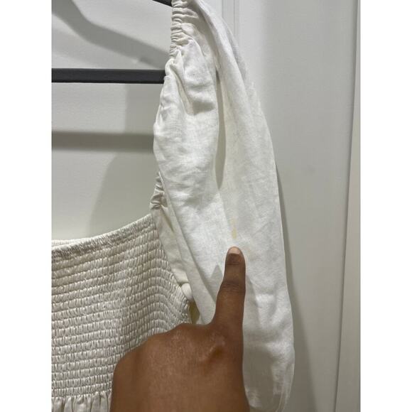 LPA x Revolve White Vivia Linen Blend Puff Sleeve Mini Dress Sz XL - Picture 5 of 11